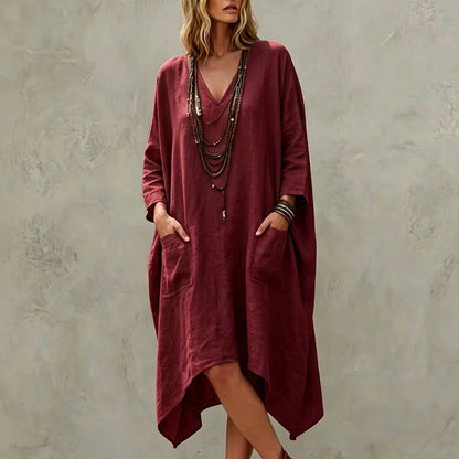 🌸Hot Sale 50% OFF💖Women's Loose V-Neck Asymmetrical Dress