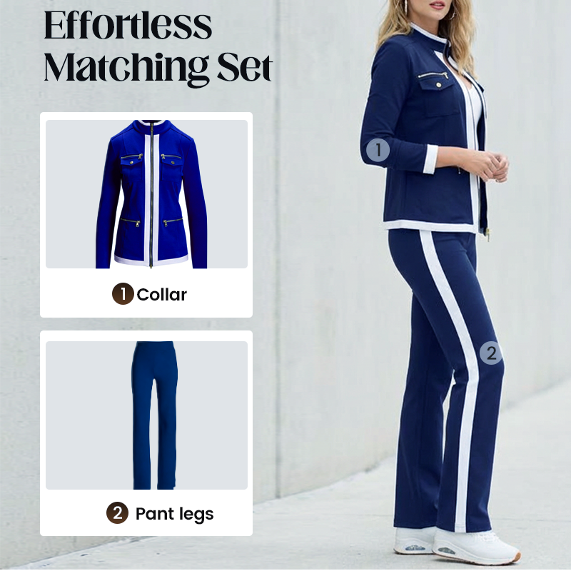 🌸Hot Sale 50% OFF💖Women's 2-Piece Color-Block Tracksuit Set