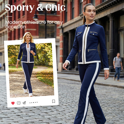 🌸Hot Sale 50% OFF💖Women's 2-Piece Color-Block Tracksuit Set