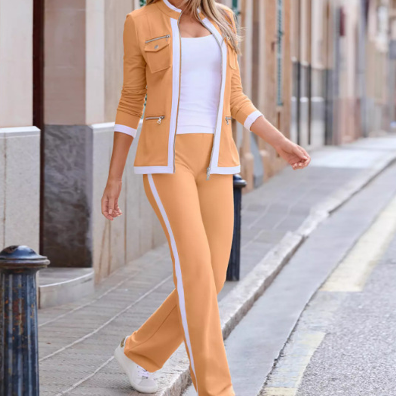🌸Hot Sale 50% OFF💖Women's 2-Piece Color-Block Tracksuit Set