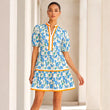 ⏰Summer Hot Sale 50% OFF💃Women's V Neck Floral Short Puff Sleeve Patchwork Casual Boho Mini Dress👍✨Soft Fabric & Comfortable Fit