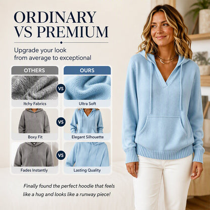 🌸Hot Sale 50% OFF💖Women's Casual Solid V-Neck Hooded Sweater