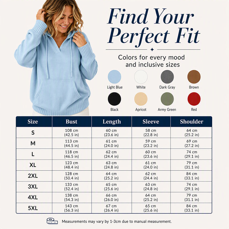 🌸Hot Sale 50% OFF💖Women's Casual Solid V-Neck Hooded Sweater