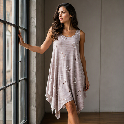 Women's Casual Sleeveless Dress with Asymmetrical Hem