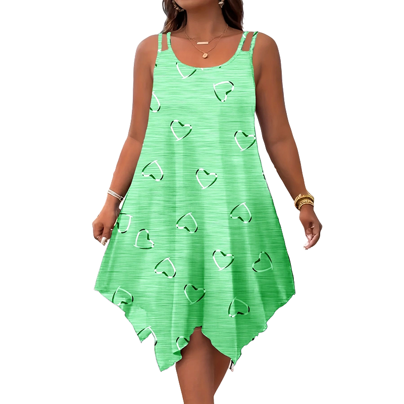 Women's Casual Sleeveless Dress with Asymmetrical Hem