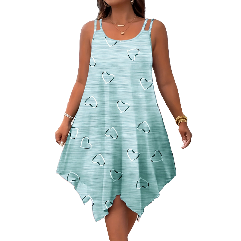 Women's Casual Sleeveless Dress with Asymmetrical Hem