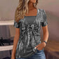 👚 50% OFF NOW!🔥 Leopard Print Top – Retro Square Neck & Mock 2-Piece – Short Sleeve Slim Fit – Breathable Summer Blouse 👗