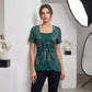 👚 50% OFF NOW!🔥 Leopard Print Top – Retro Square Neck & Mock 2-Piece – Short Sleeve Slim Fit – Breathable Summer Blouse 👗