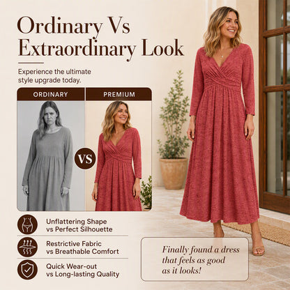 🌸 Women's Wrap V Neck Dress with Pockets– Flattering Feminine Fit With Pockets For Effortless Everyday Style 🤍