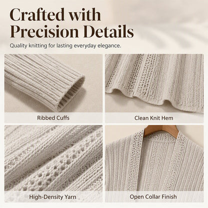 🌸🧥New Arrivals - Elegant Open Cardigan with Knit Texture – Soft Comfort & Versatile Style for Any Occasion