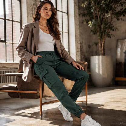 ⏰Last Day Sale 50% Off💃 Women's Casual Drawstring Waist Cargo Pants – Relaxed Utility Style With Comfortable Everyday Fit 👖
