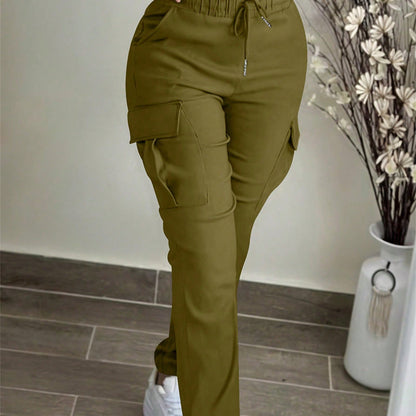 ⏰Last Day Sale 50% Off💃 Women's Casual Drawstring Waist Cargo Pants – Relaxed Utility Style With Comfortable Everyday Fit 👖
