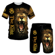 Men's Casual Animal Graphic T-Shirt and Shorts Set