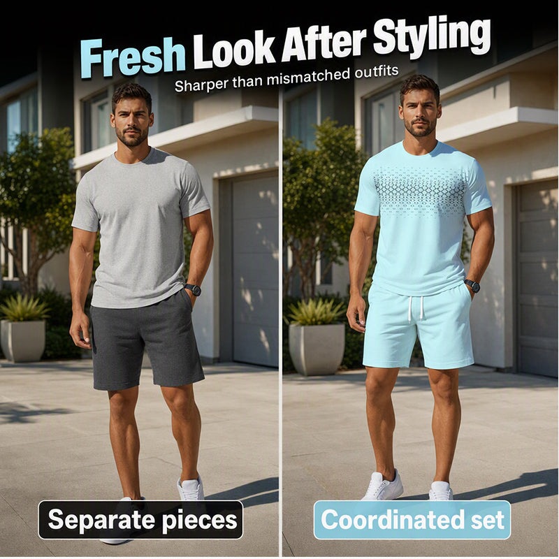 🌸Hot Sale 50% OFF💖Men's Casual T-Shirt & Shorts 2-Piece Set