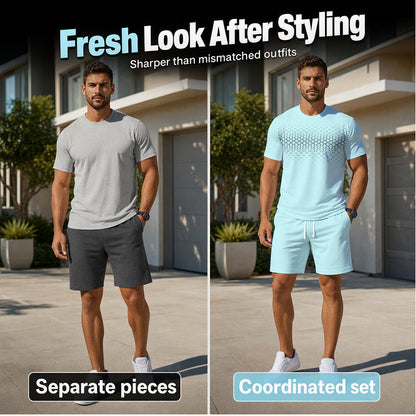 🌸Hot Sale 50% OFF💖Men's Casual T-Shirt & Shorts 2-Piece Set