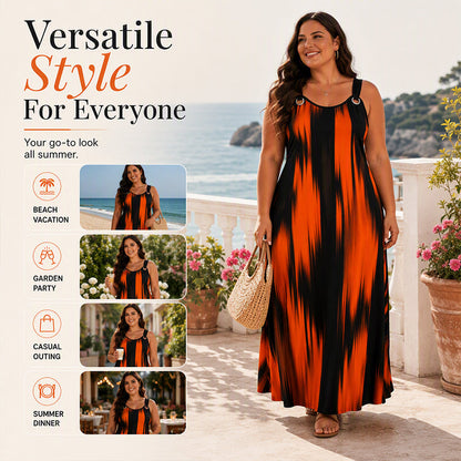 ⏰Last Day Sale 50% Off💃Women's Plus Size Sleeveless Striped Dress