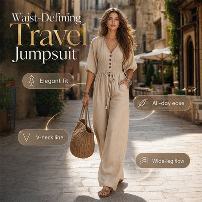 🌸Hot Sale 50% OFF💖Women's Waist-Defining V-Neck Jumpsuit
