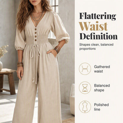 🌸Hot Sale 50% OFF💖Women's Waist-Defining V-Neck Jumpsuit