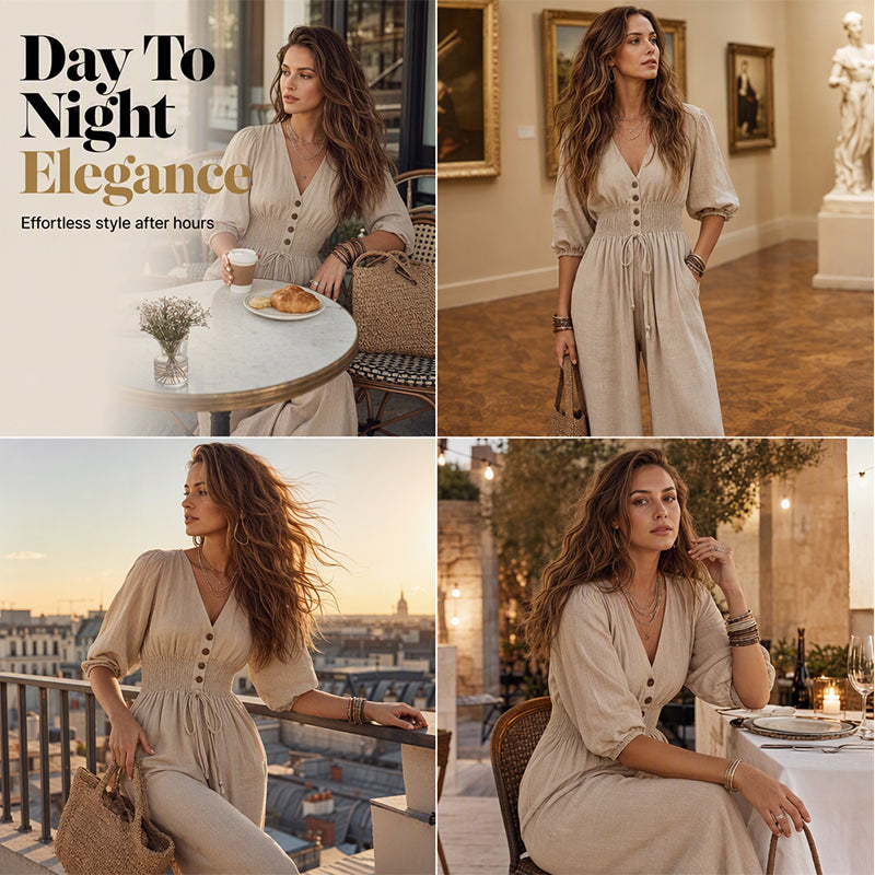 🌸Hot Sale 50% OFF💖Women's Waist-Defining V-Neck Jumpsuit