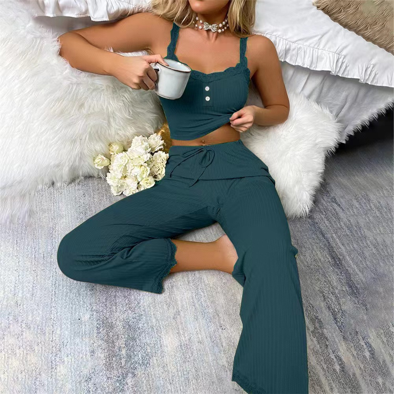 🌸Hot Sale 50% OFF💖Women's Summer Lace Camisole Pajama Set