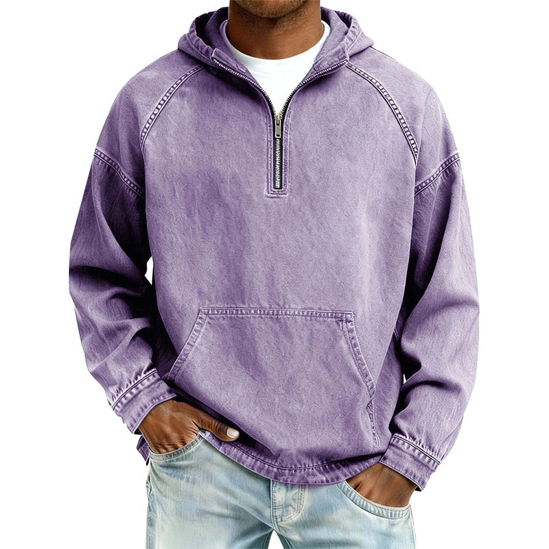 ⏰Last Day Sale 50% Off💃Men's Casual Half-Zip Denim Jacket
