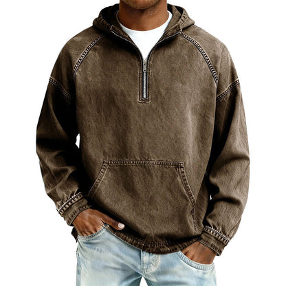⏰Last Day Sale 50% Off💃Men's Casual Half-Zip Denim Jacket