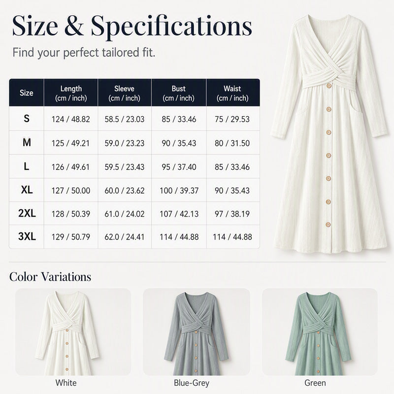 👖 LIMITED-TIME 50% OFF! ✨ Women's Casual Cross-Front V-Neck Cotton Dress