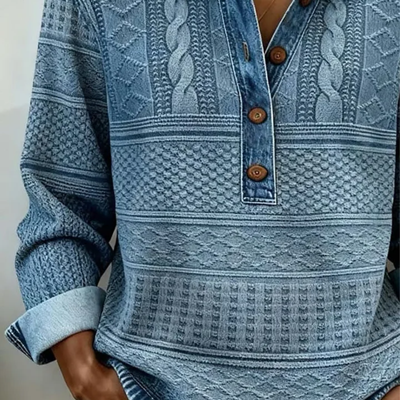 ⏰Last Day Sale 50% Off 💃 Women’s Denim Patchwork Lapel Long-Sleeve Shirt