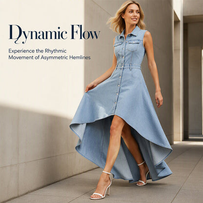 ⏰Last Day Sale 50% Off💃Women's Sleeveless Denim Dress with Asymmetrical Hem