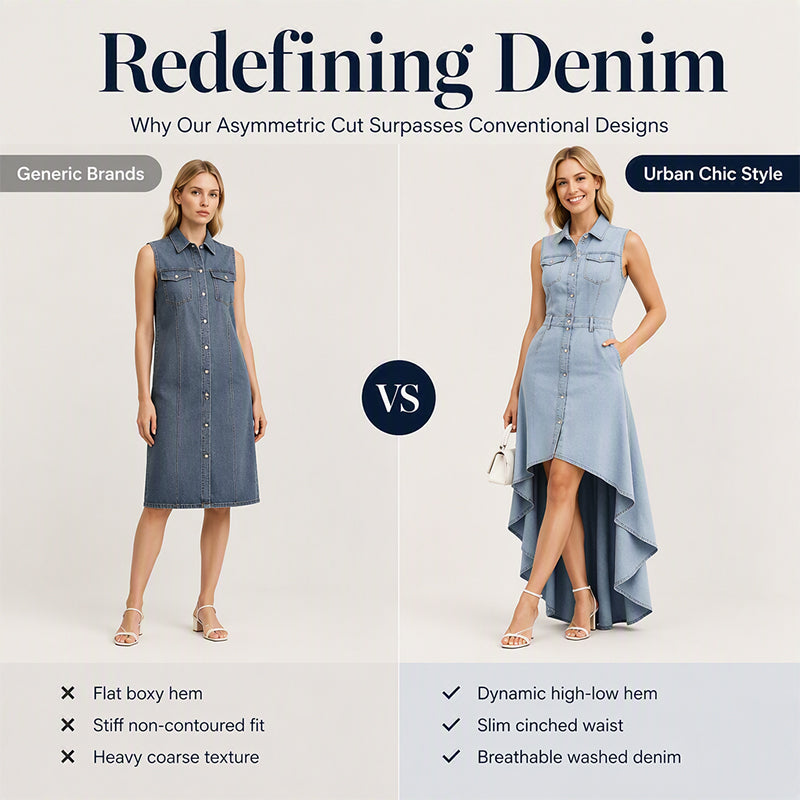 ⏰Last Day Sale 50% Off💃Women's Sleeveless Denim Dress with Asymmetrical Hem