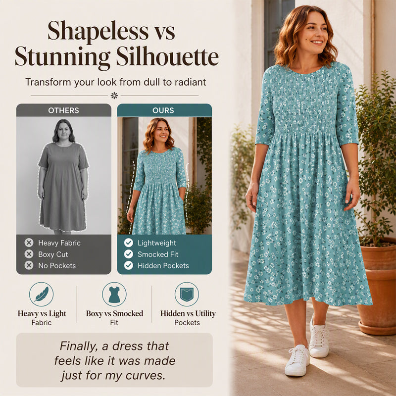 ⏰Last Day Sale 50% Off💃Women's Smocked Floral Print Dress