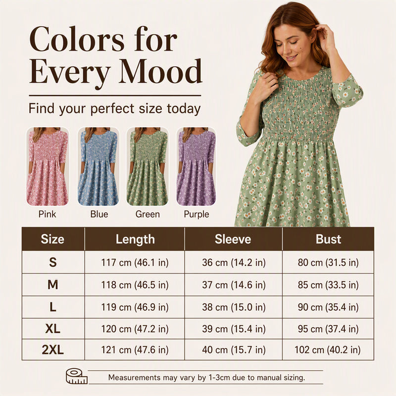 ⏰Last Day Sale 50% Off💃Women's Smocked Floral Print Dress
