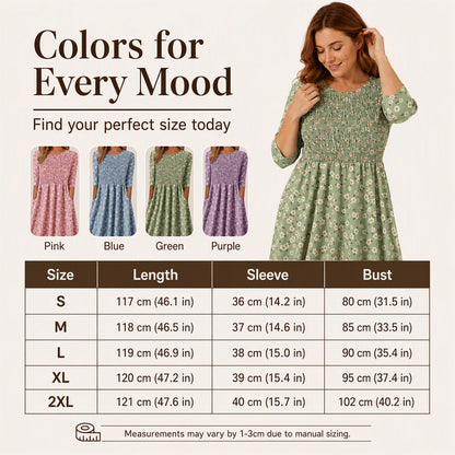 ⏰Last Day Sale 50% Off💃Women's Smocked Floral Print Dress