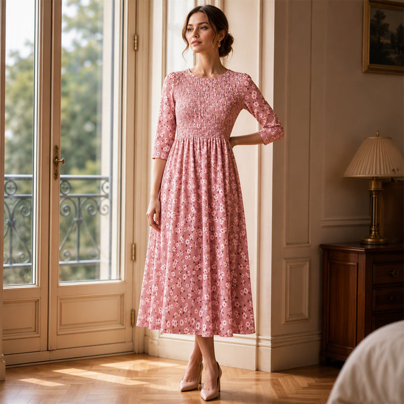 ⏰Last Day Sale 50% Off💃Women's Smocked Floral Print Dress
