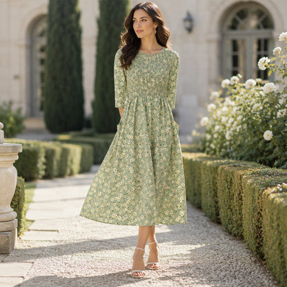 ⏰Last Day Sale 50% Off💃Women's Smocked Floral Print Dress