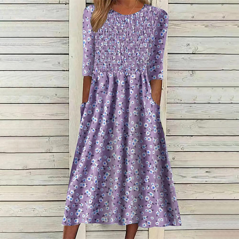 ⏰Last Day Sale 50% Off💃Women's Smocked Floral Print Dress