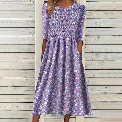 ⏰Last Day Sale 50% Off💃Women's Smocked Floral Print Dress