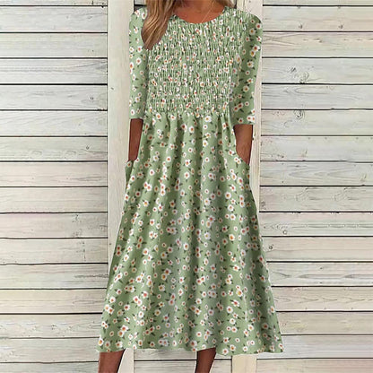 ⏰Last Day Sale 50% Off💃Women's Smocked Floral Print Dress