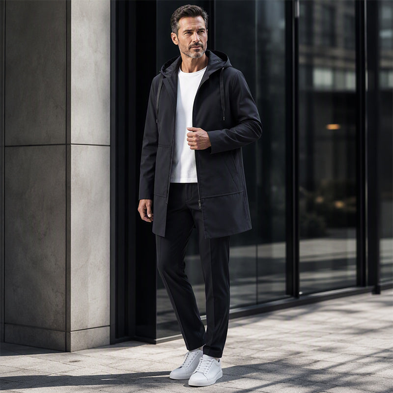 ✨Men's Mid-Length Hooded Windbreaker Jacket – Lightweight Waterproof-Style Outer Layer For Everyday Comfort 🧥