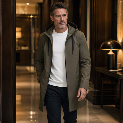 ✨Men's Mid-Length Hooded Windbreaker Jacket – Lightweight Waterproof-Style Outer Layer For Everyday Comfort 🧥