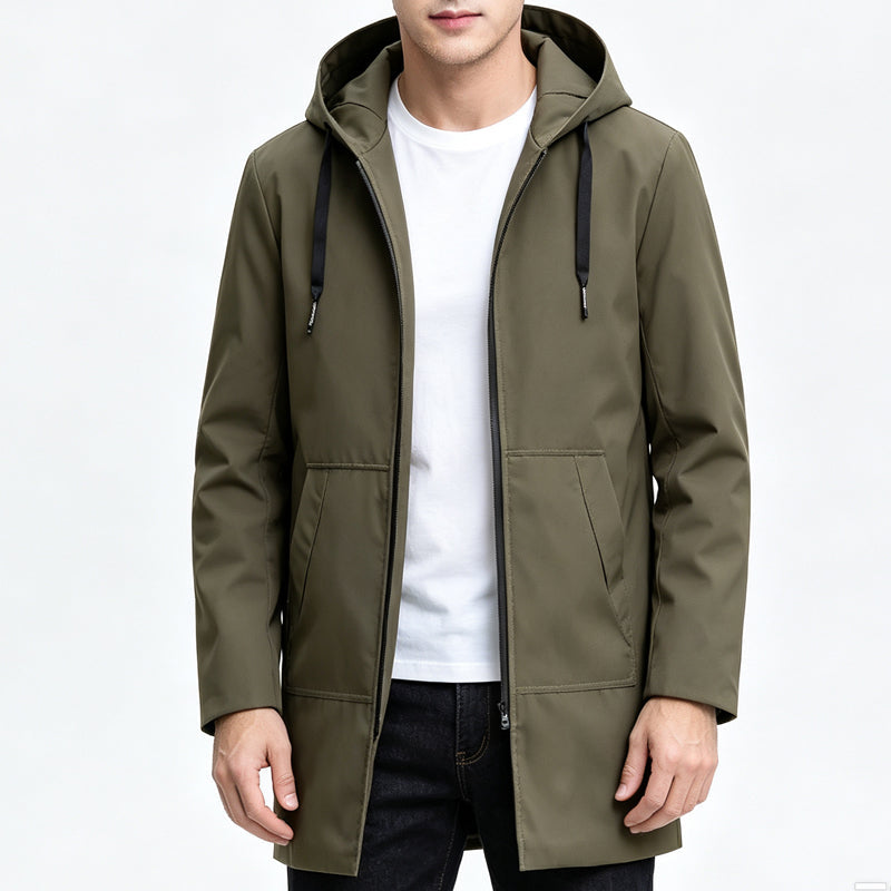 ✨Men's Mid-Length Hooded Windbreaker Jacket – Lightweight Waterproof-Style Outer Layer For Everyday Comfort 🧥