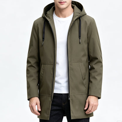 ✨Men's Mid-Length Hooded Windbreaker Jacket – Lightweight Waterproof-Style Outer Layer For Everyday Comfort 🧥