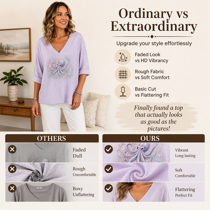 👖 LIMITED-TIME 50% OFF! ✨Women's V Neck Printed T-Shirt