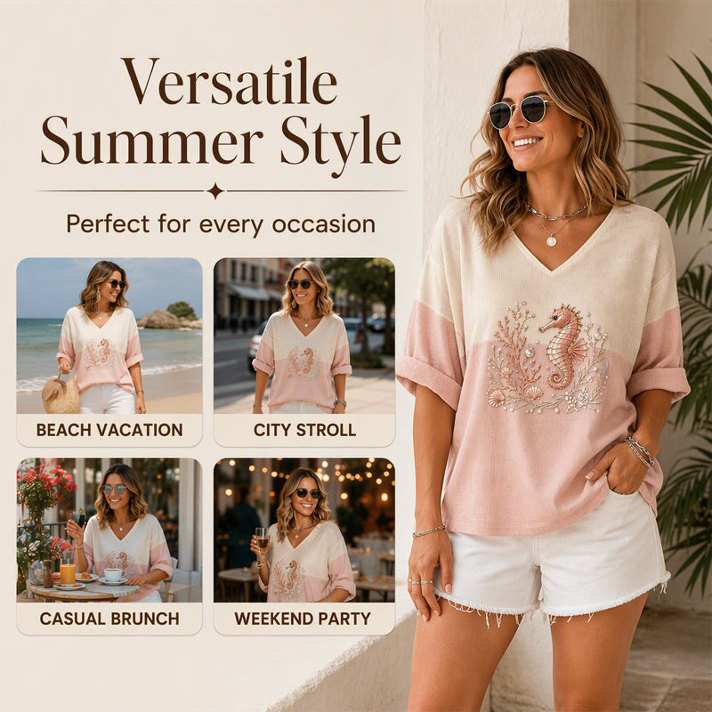 👖 LIMITED-TIME 50% OFF! ✨Women's V Neck Printed T-Shirt