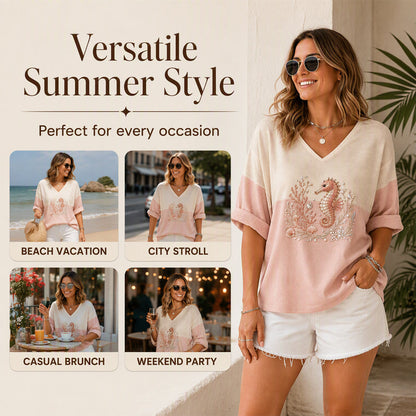 👖 LIMITED-TIME 50% OFF! ✨Women's V Neck Printed T-Shirt