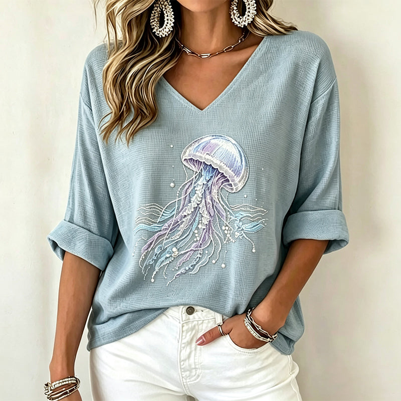 👖 LIMITED-TIME 50% OFF! ✨Women's V Neck Printed T-Shirt