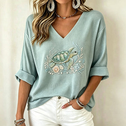 👖 LIMITED-TIME 50% OFF! ✨Women's V Neck Printed T-Shirt