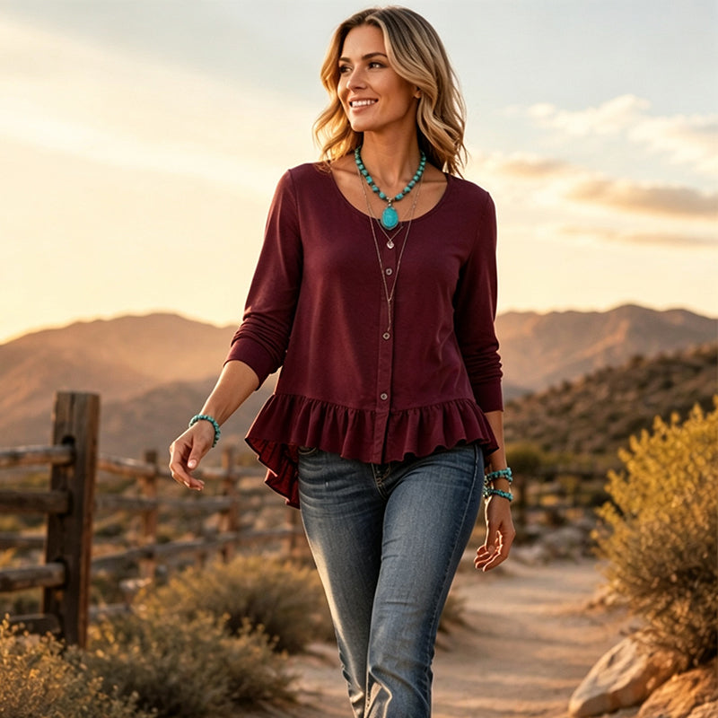 👖 LIMITED-TIME 50% OFF! ✨Women's Crew Neck Long Sleeve Top