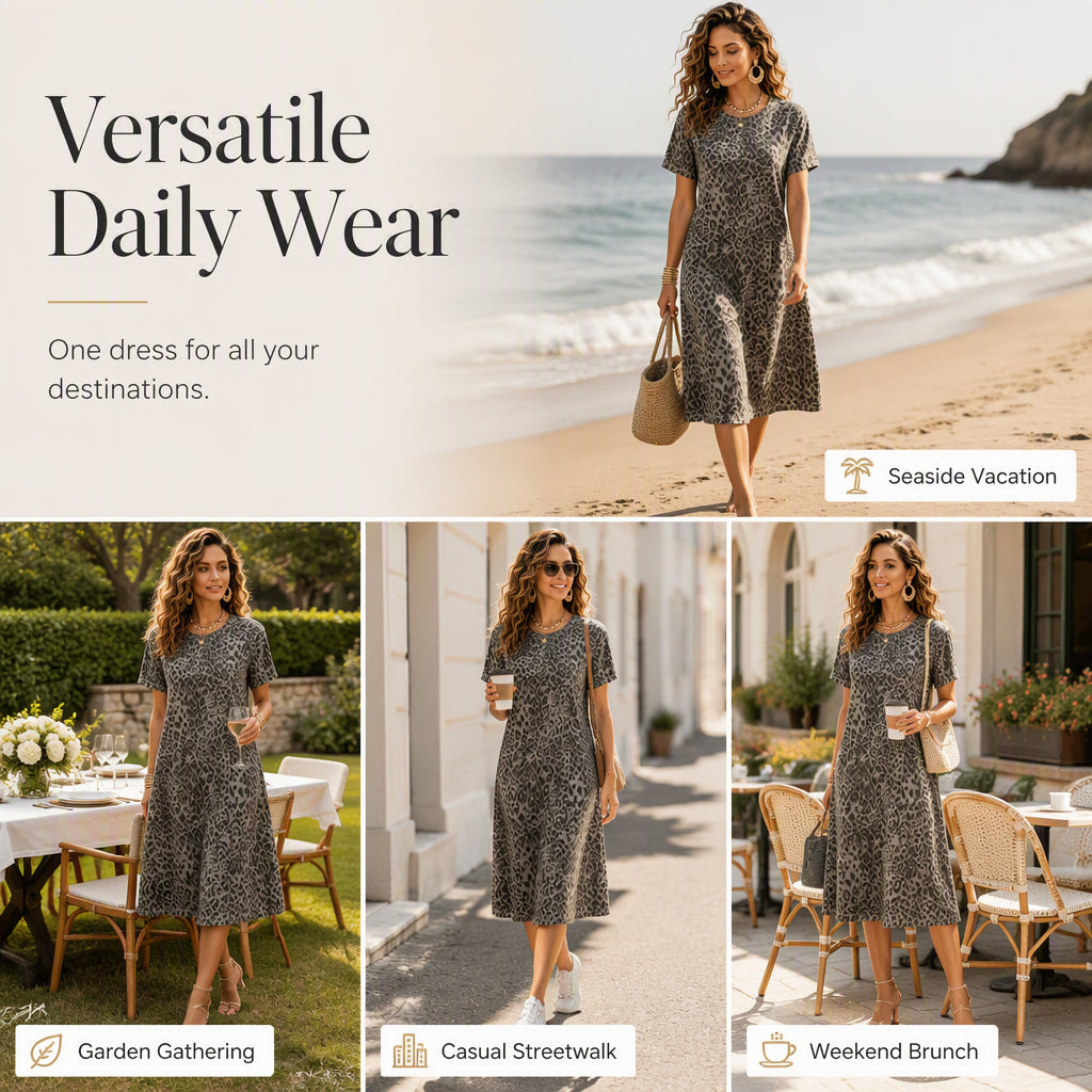 ⏰Last Day Sale 50% Off💃Women's Casual Leopard Print Dress