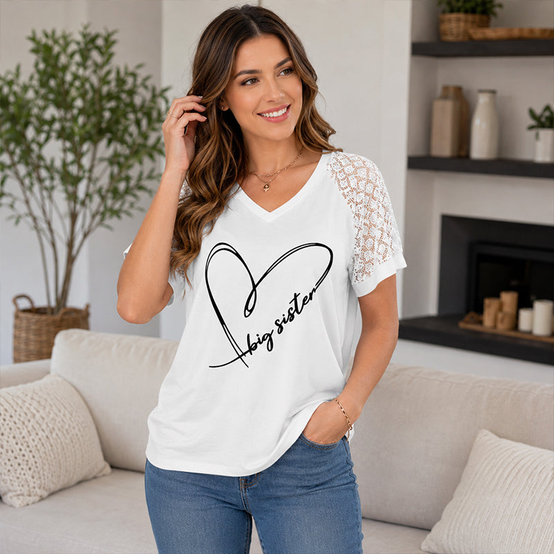 ⏰Last Day Sale 50% Off💃Elegant Lace Heart Tee